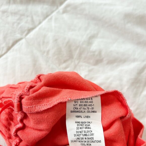 NWOT Waimari Coral 100% Linen Ruffle 2-Piece Set Top & Shorts Vacation Wear XS/S - Picture 2 of 8